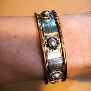 .975 Sterling Silver & Gold Cuff Bracelet